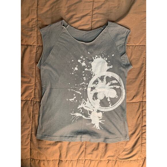 Teen’s medium/os Y2K grey graphic tank top tshirt CLASSICGIRL AA - Picture 1 of 4